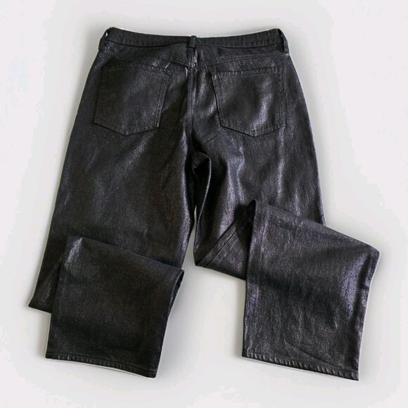 Old Navy Pants Womens 12 Black Metallic Shimmer High Rise OG Loose Whimsigoth - Picture 16 of 16